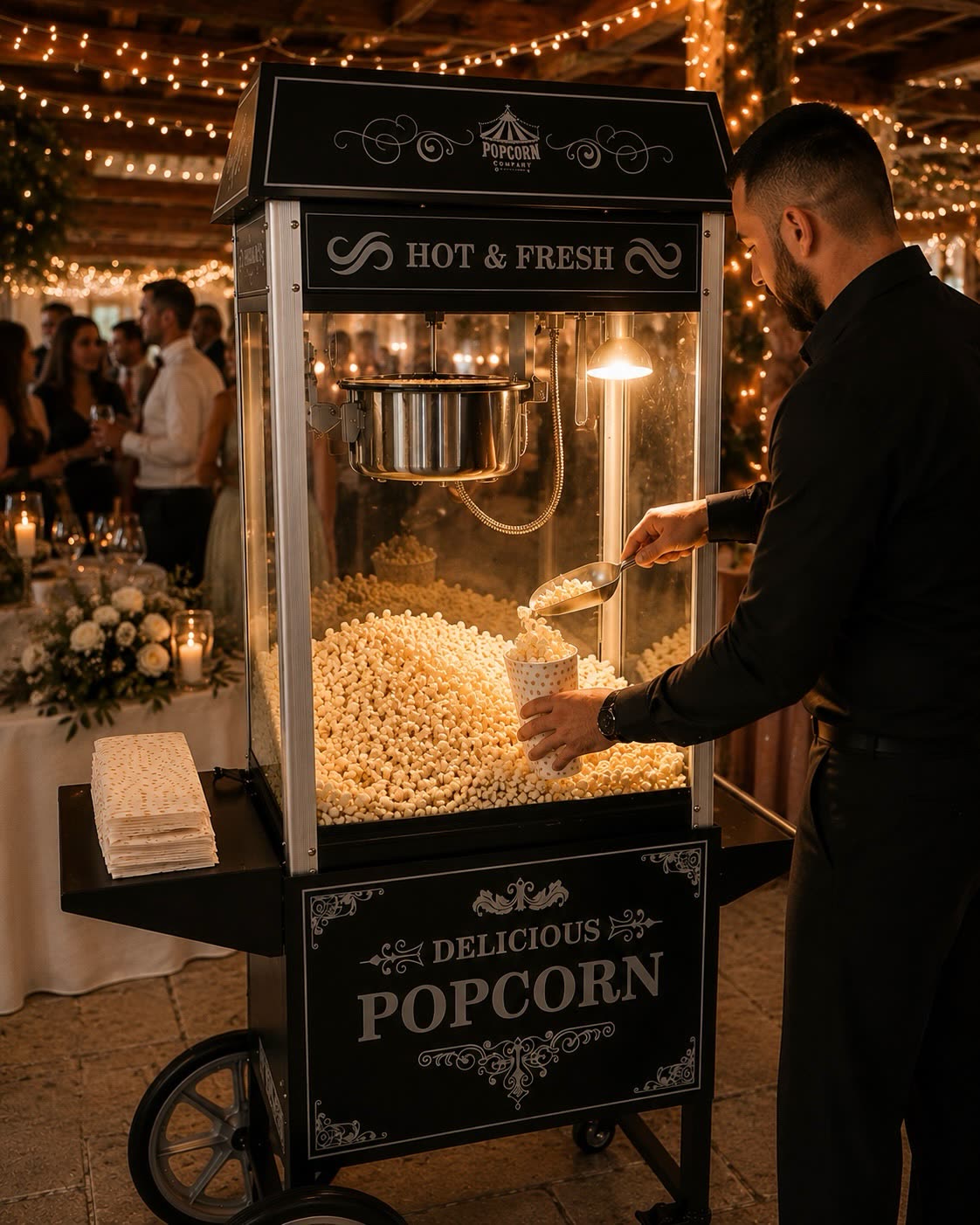 Popcorn wird bei einem Event serviert